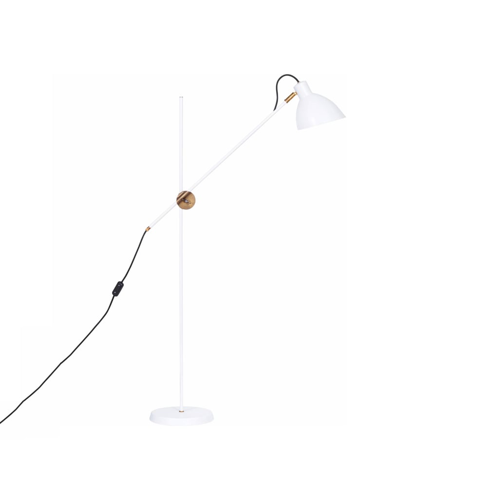 KH1 gulvlampe hvit matt, ubehandlet messing