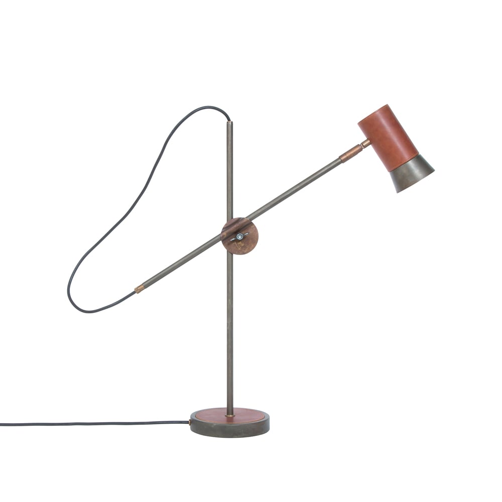 Konsthantverk Kusk bordlampe jernoksid/brunt skinn