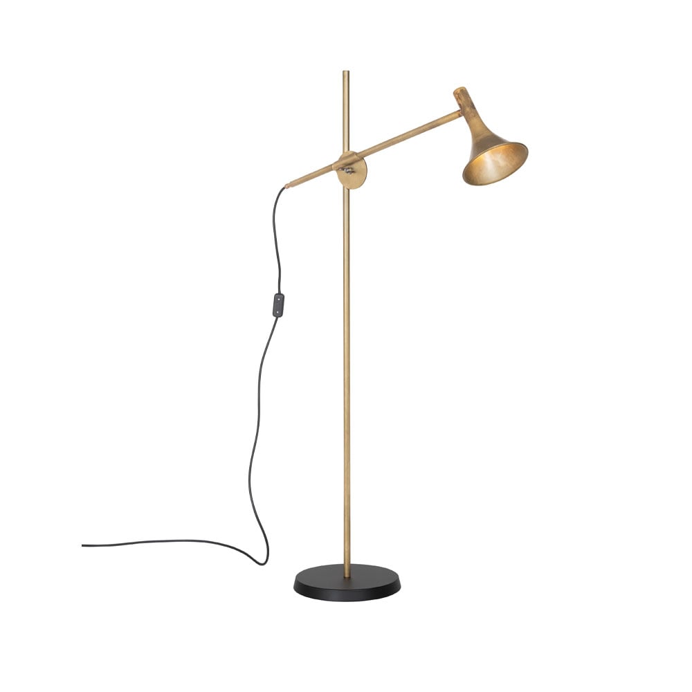 Konsthantverk Megafon gulvlampe ubehandlet messing, sort fot