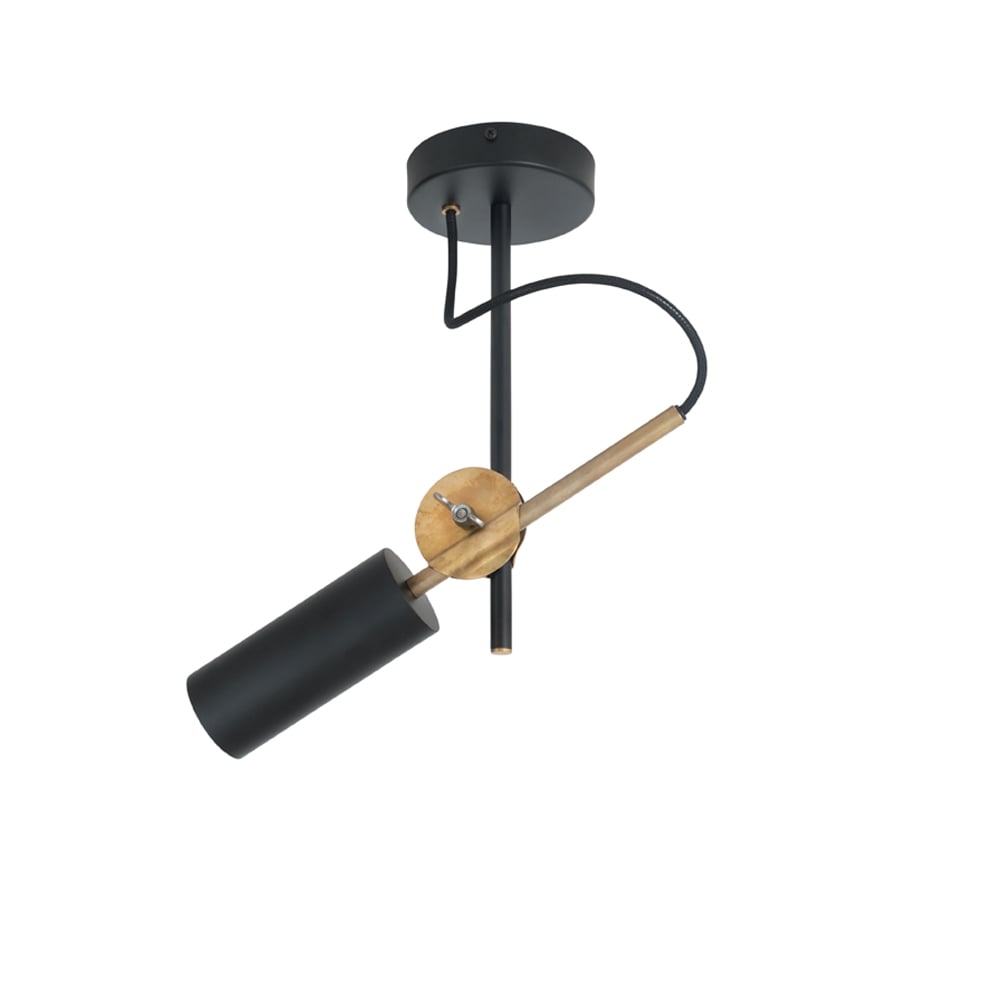 Konsthantverk Stav taklampe sort/ubehandlet messing, spot 1-lys