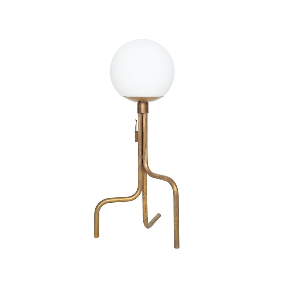 Konsthantverk Strapatz bordlampe ubehandlet messing/matt hvit