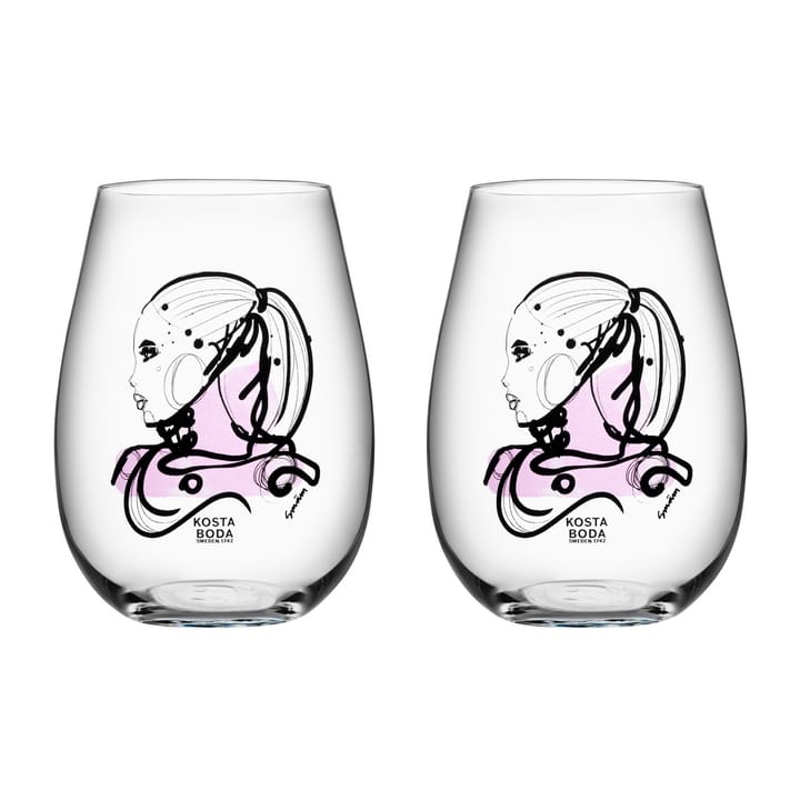 All about you glass 57 cl 2-pakk, love you (rosa) Kosta Boda