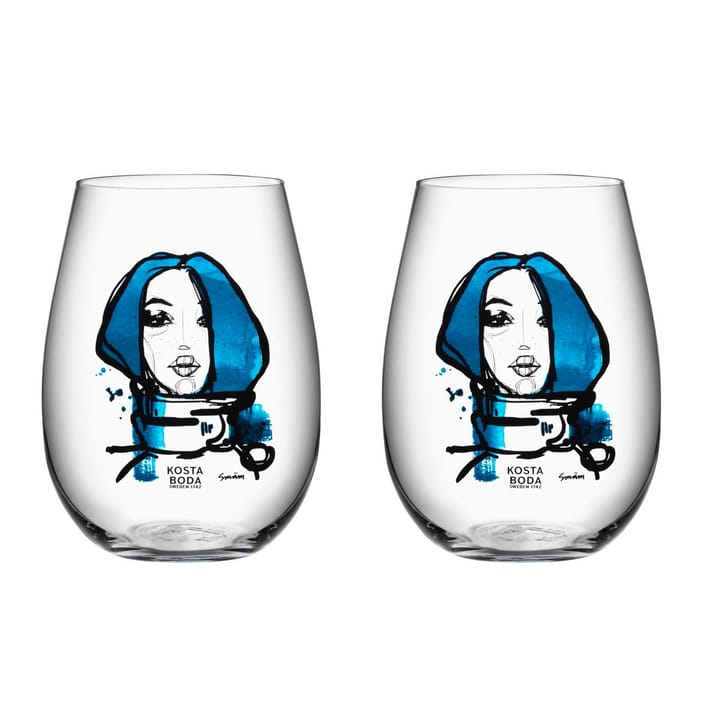 All about you glass 57 cl 2-pakk, miss you (blå) Kosta Boda