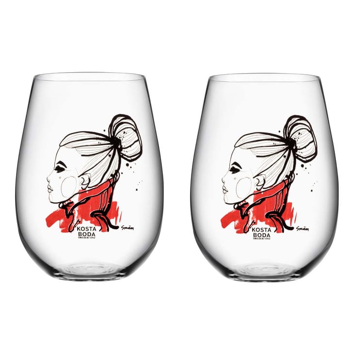 All about you glass 57 cl 2-pakk - want you (rød) - Kosta Boda