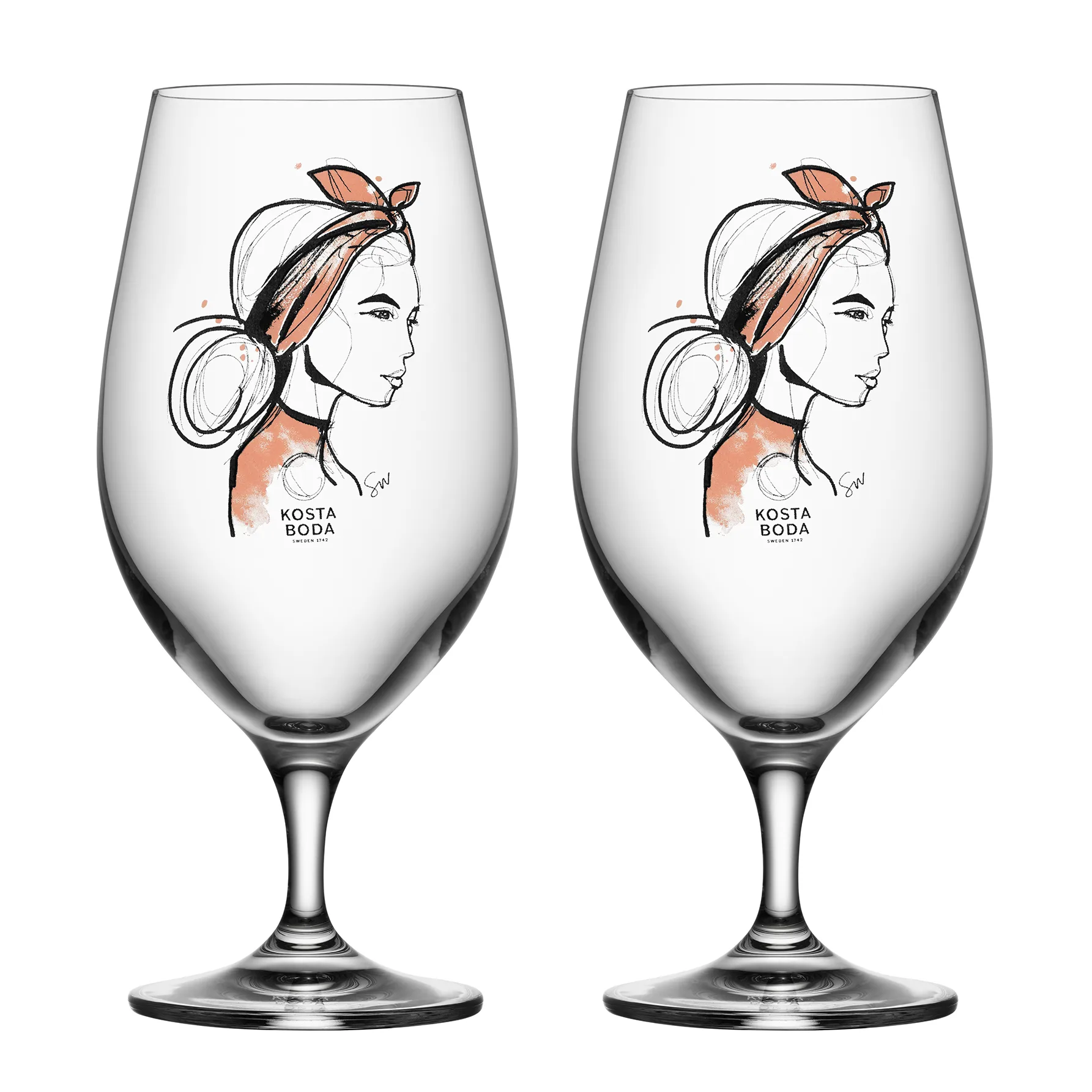 All about you ølglass 40 cl 2-pakn., Near you beer (rusty orange) Kosta Boda