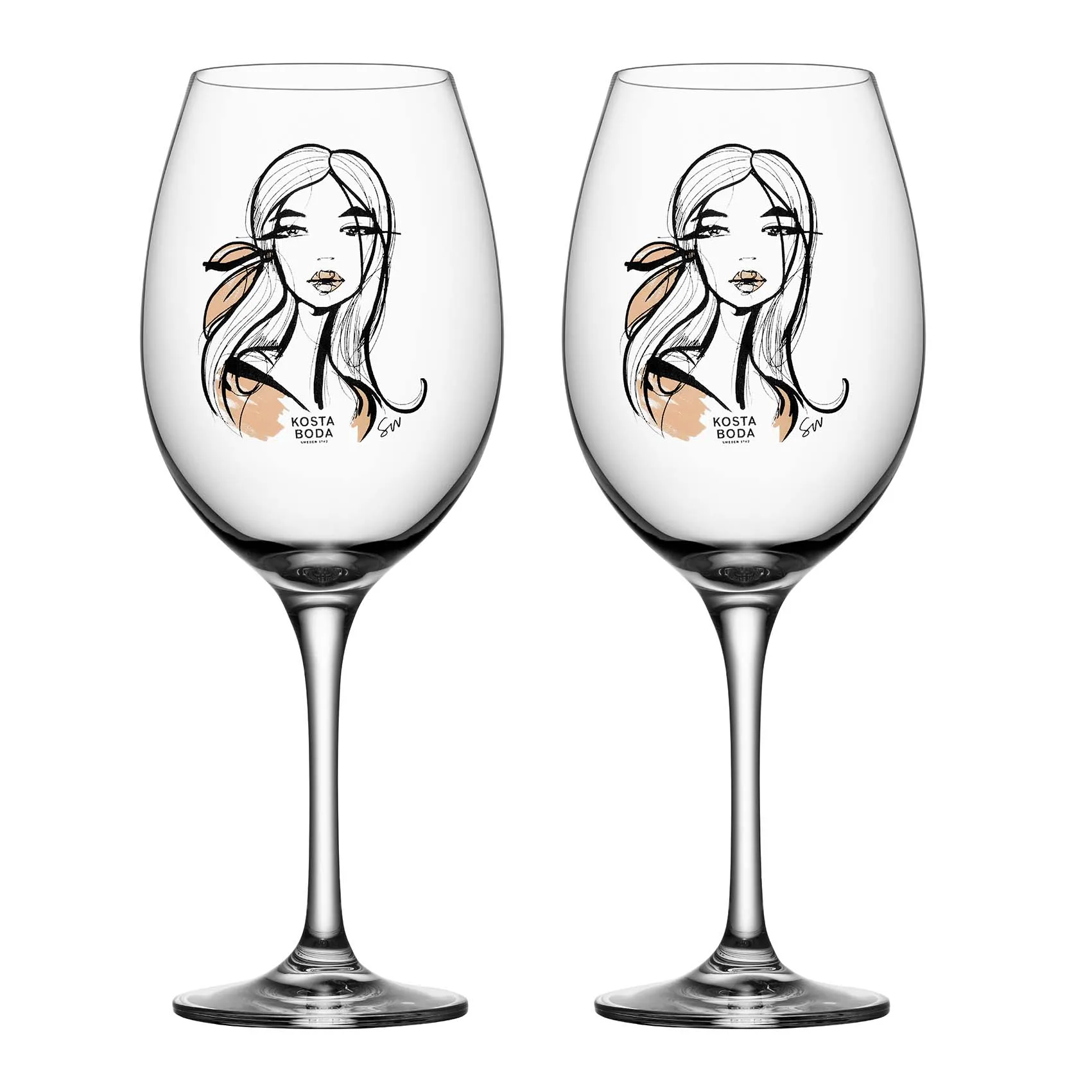 All about you vinglass 52 cl 2-stk., Wait for her (dusty pink) Kosta Boda