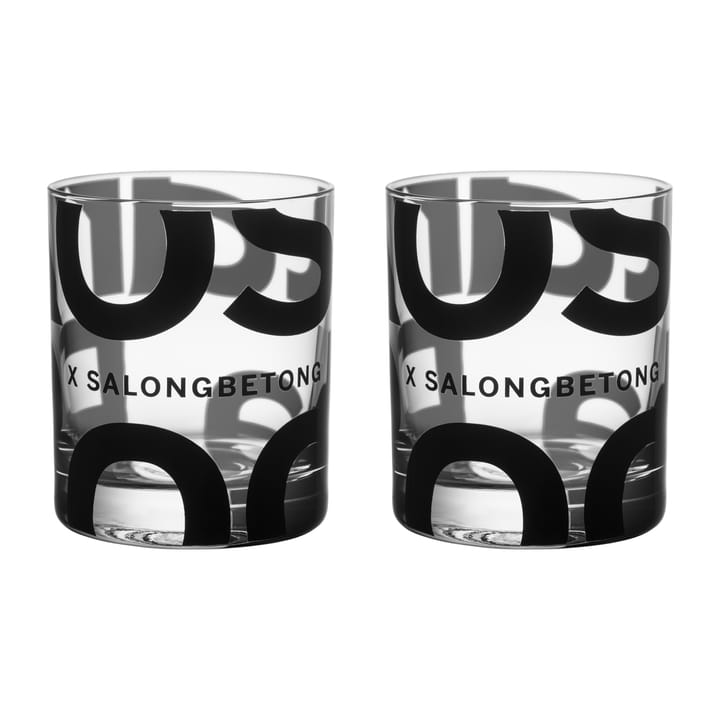 Salong Betong DOF glass 35 cl 2-pakning, Klar-sort Kosta Boda