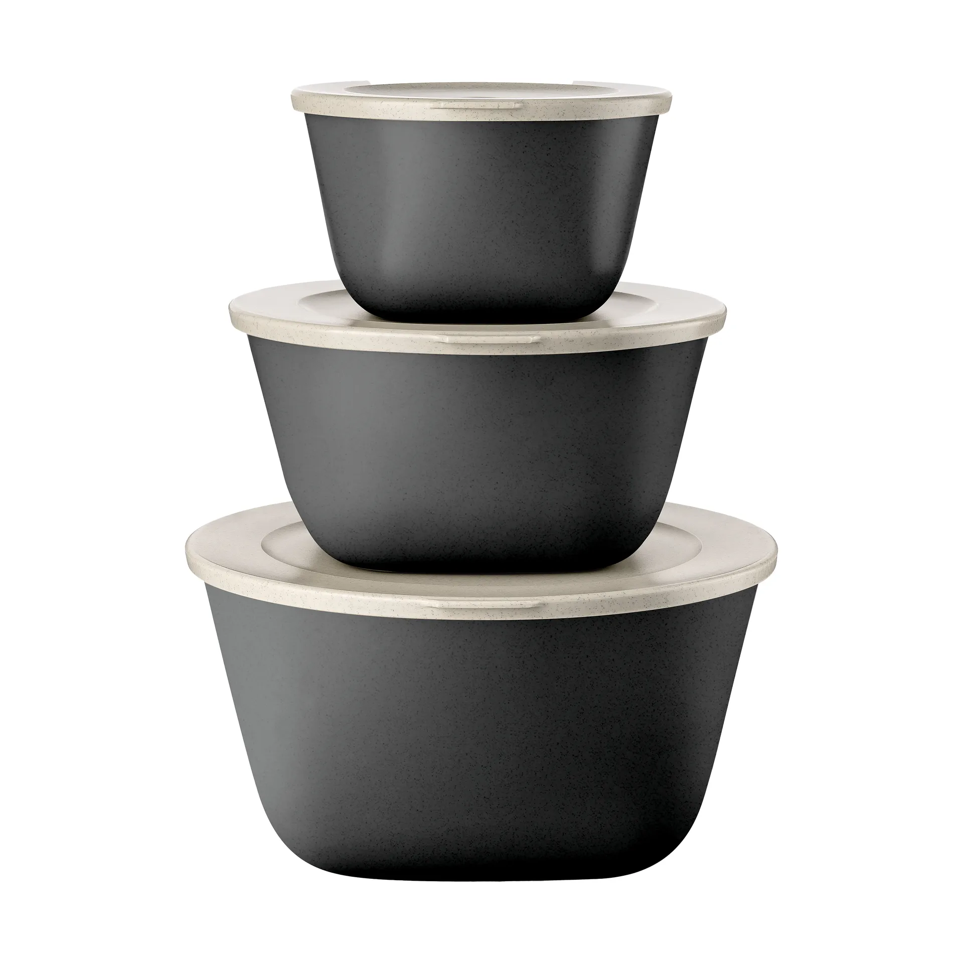 Connect Stockholm bolle+lokk 3 deler biocirk plast, Nature ash grey Koziol