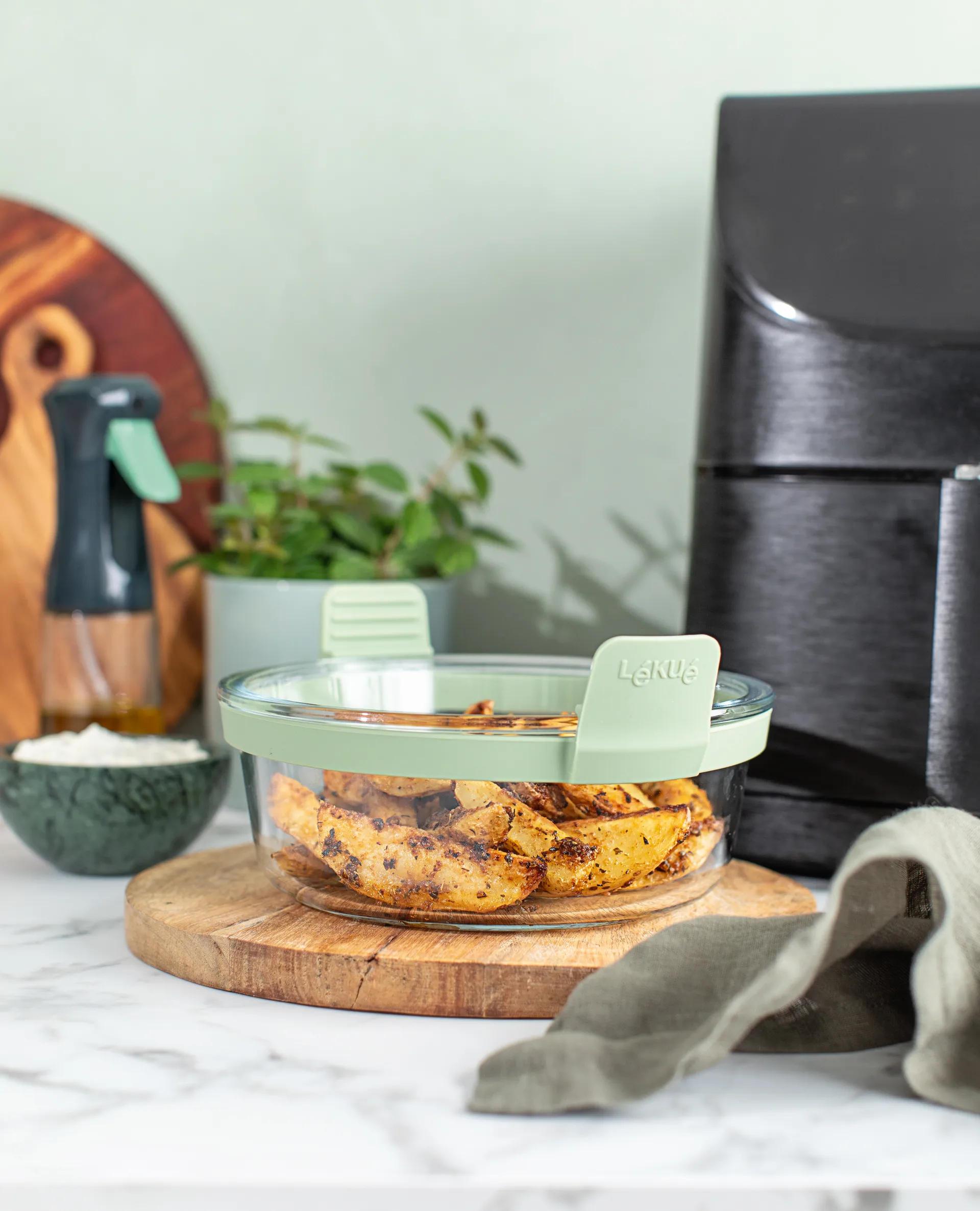 Lékué Airfryer rund glassform, Transparent Lékué