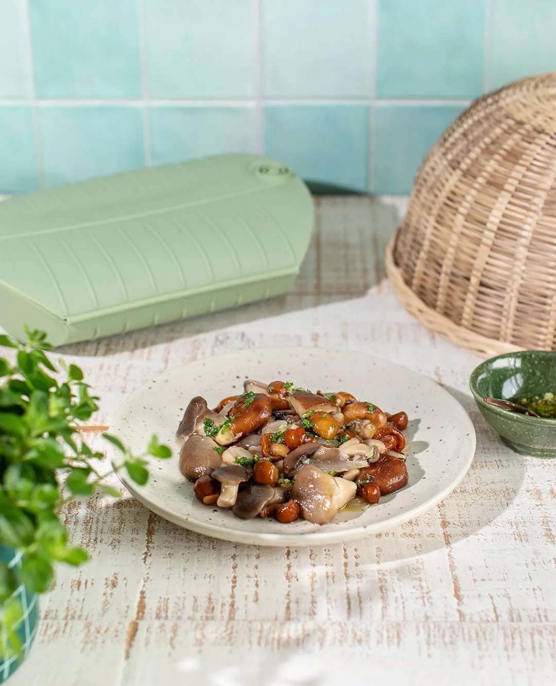 Lékué dampkoker, Grønn, med brett, 4‑pakning Lékué