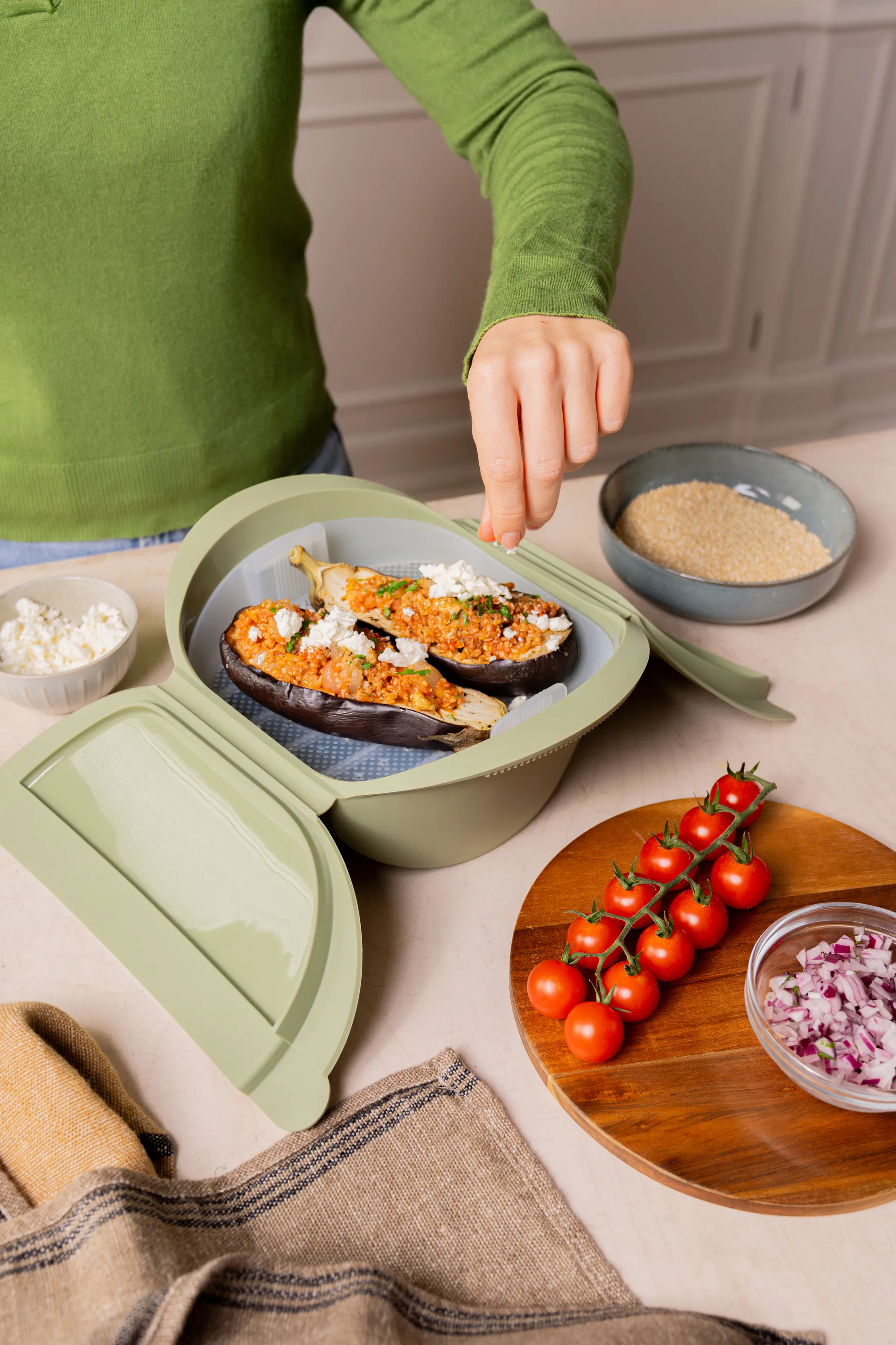 Lékué dampkoker, Grønn, stor, 4-pakning Lékué