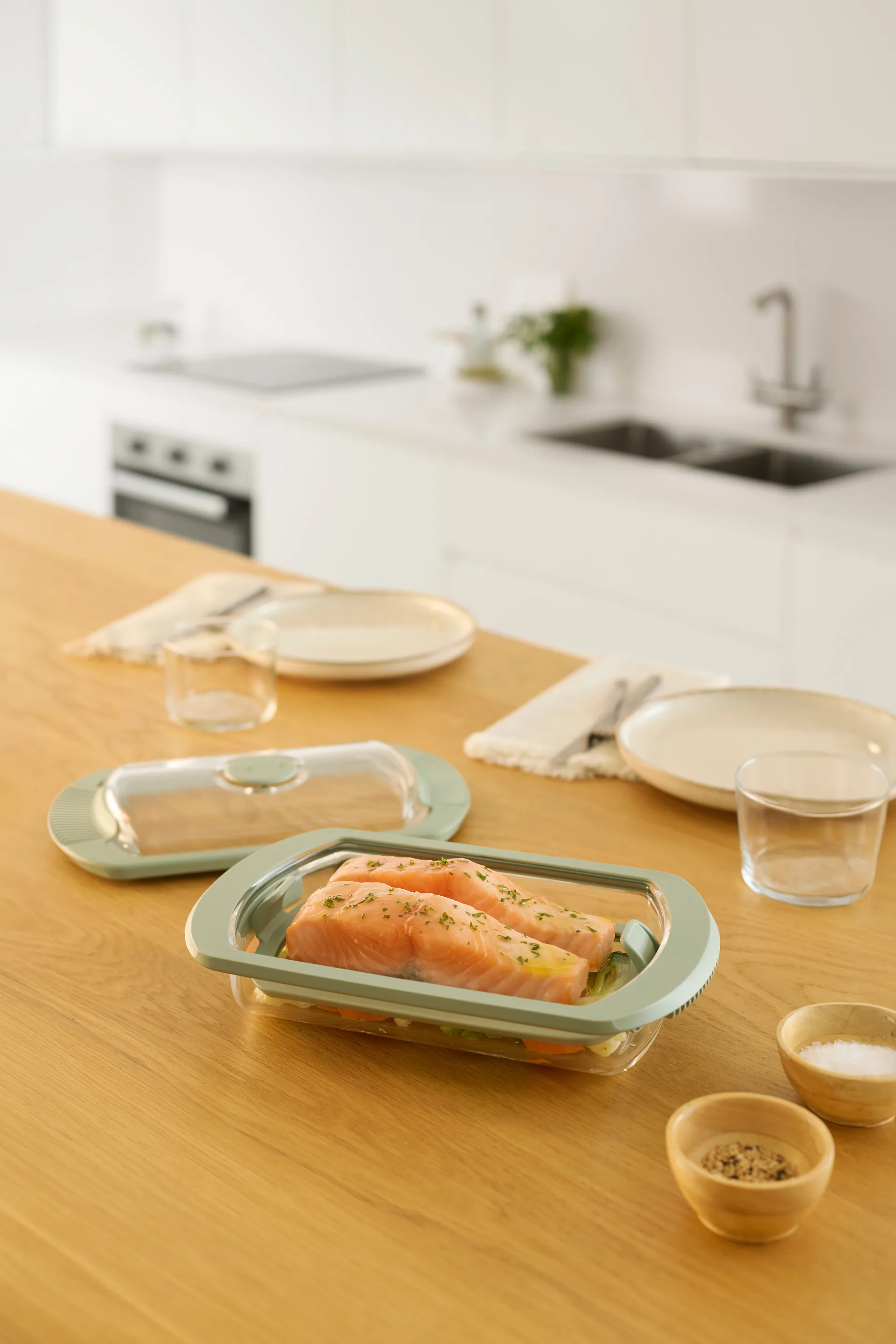 Lékué dampkoker, Transparent, glass, 2‑pakning Lékué