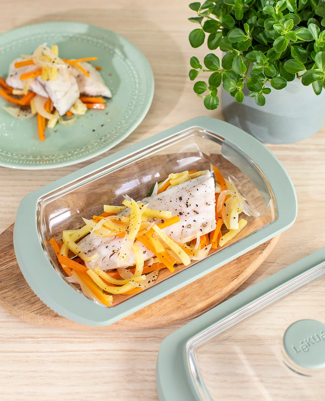 Lékué dampkoker, Transparent, glass, 2‑pakning Lékué