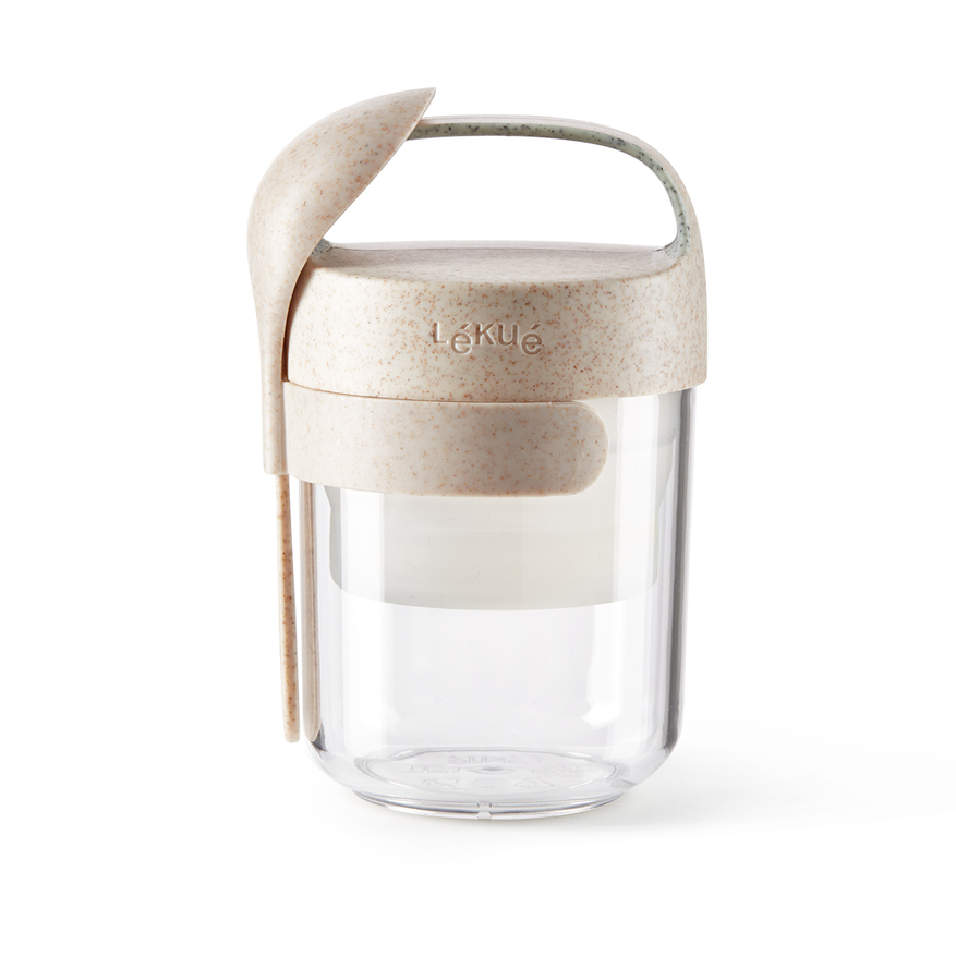 Lékué Lékué To Go Organic beholder  med skje, beige 0,4 L