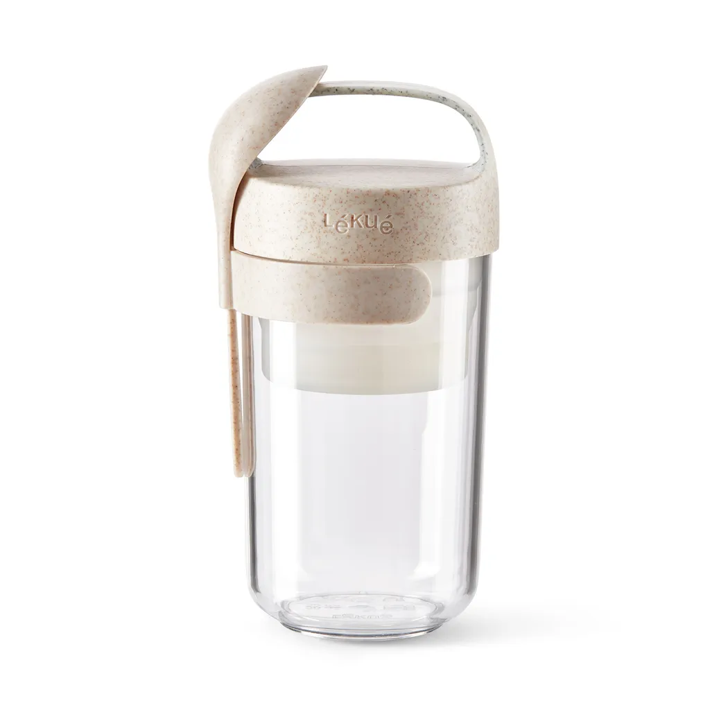 Lékué To Go Organic beholder  med skje, beige, 0,6 L Lékué