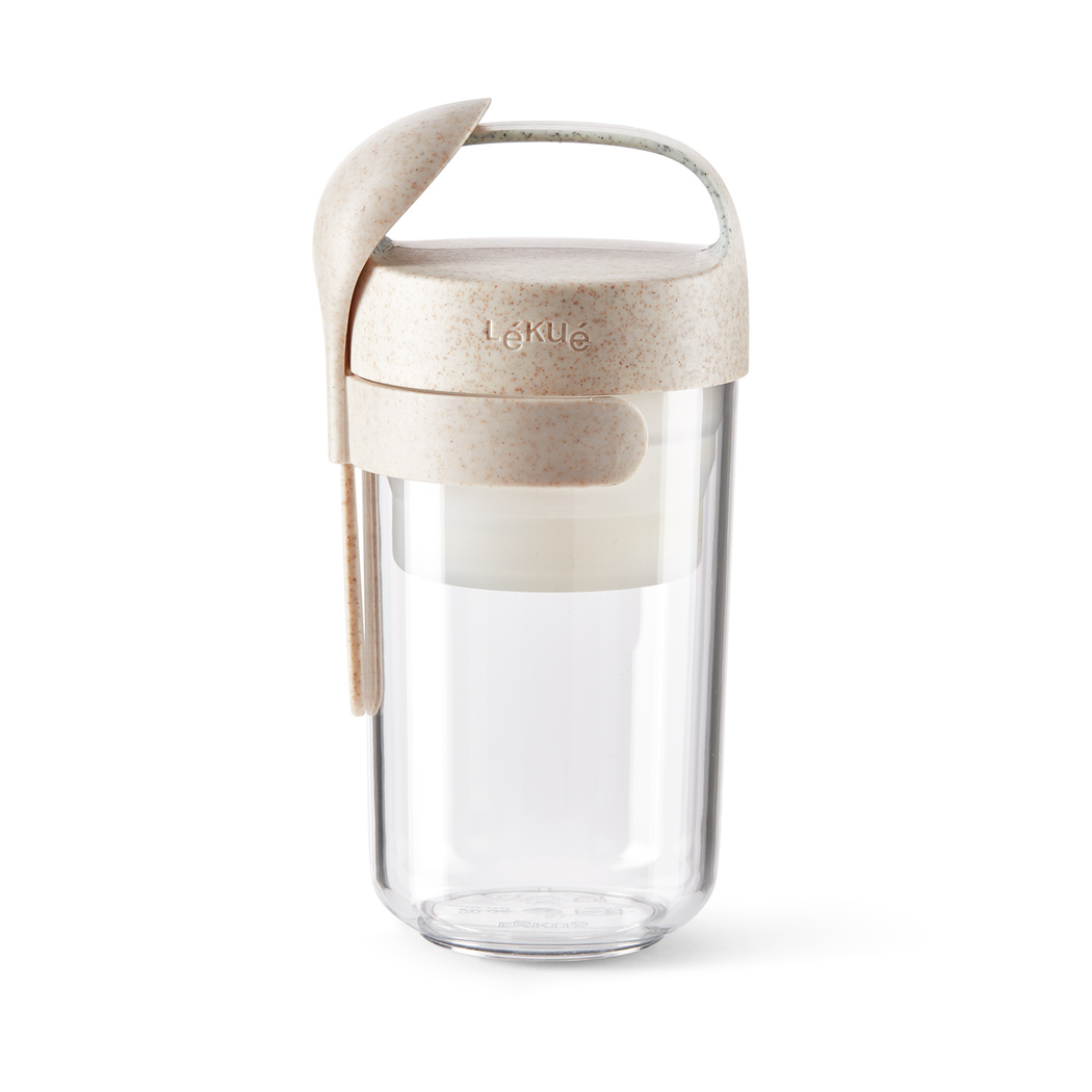 Lékué Lékué To Go Organic beholder  med skje, beige 0,6 L