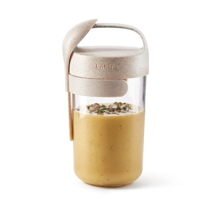Lékué To Go Organic beholder  med skje, beige, 0,6 L Lékué