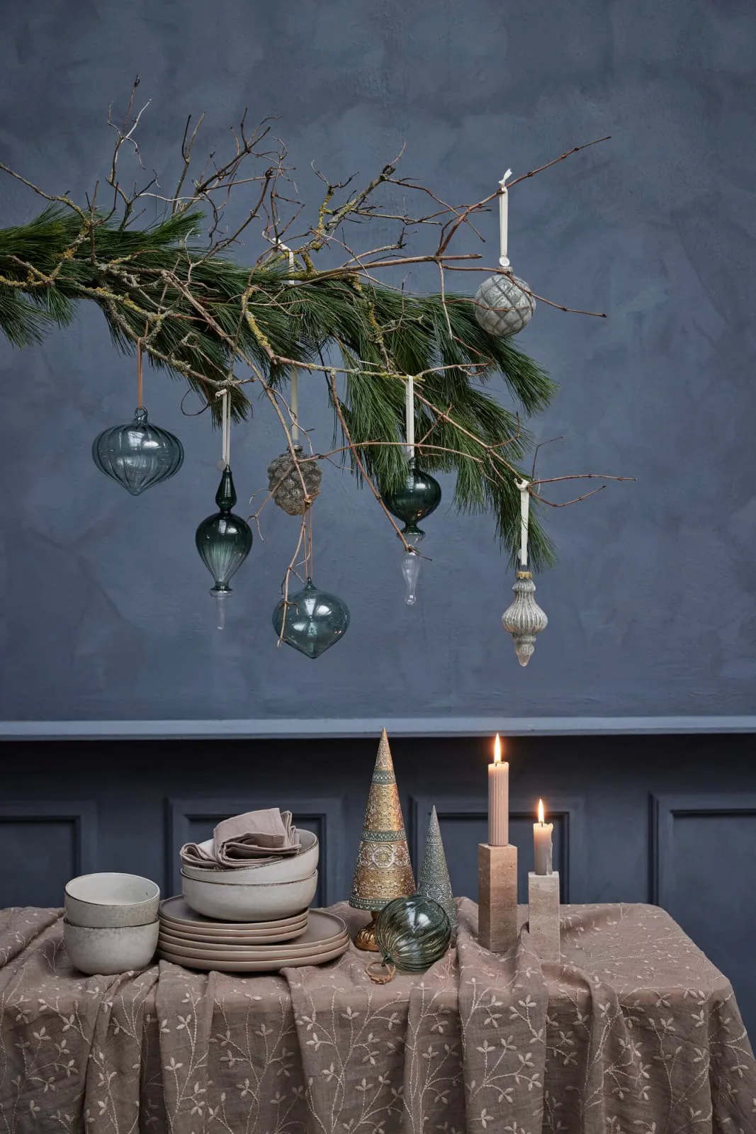 Norille julekule Ø9 cm, Dusty green nett Lene Bjerre