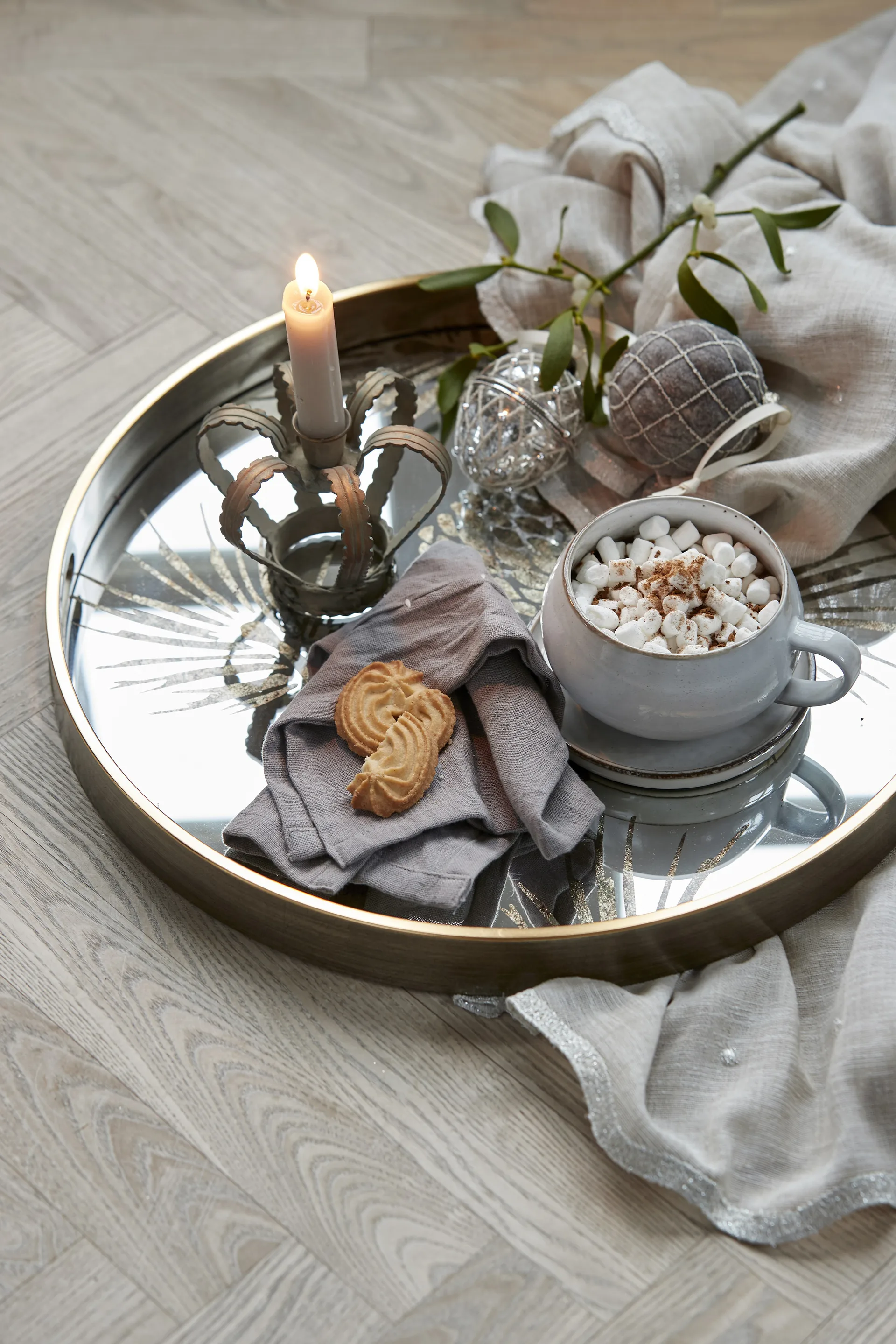 Norille julekule rutet Ø 8 cm, Antique brown Lene Bjerre