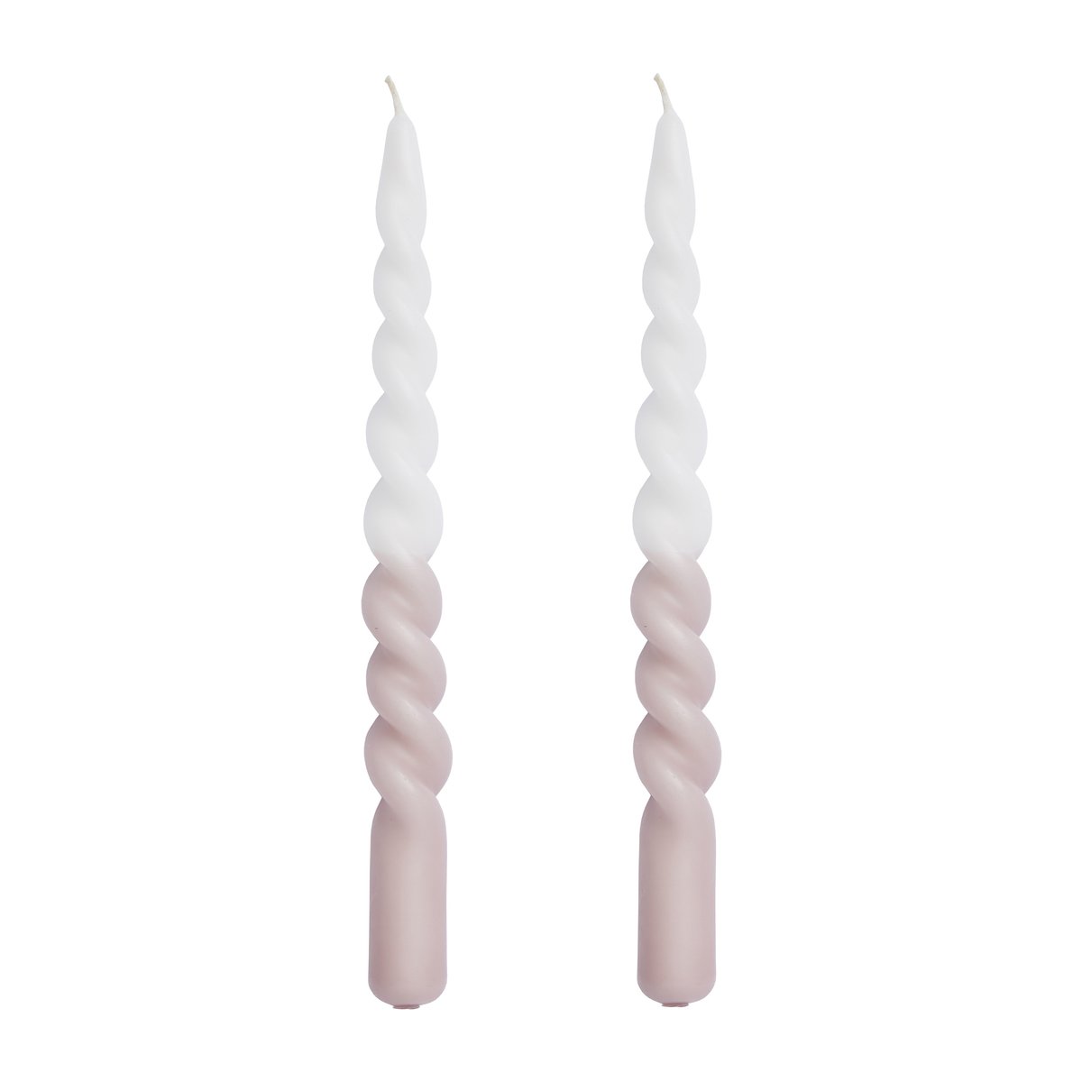 Lene Bjerre Twisted vridde lys tofargede 25 cm 2-pakning Bark-white
