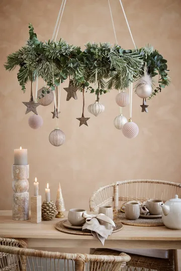 Velvitie julekule Ø8 cm - Powder, riflet - Lene Bjerre