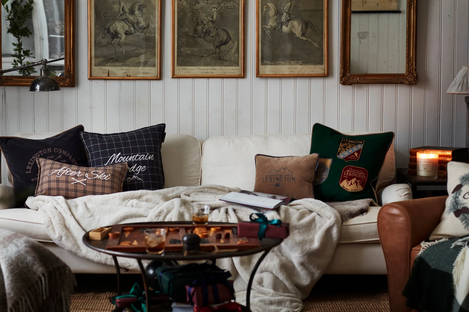 After Ski Checked Cotton Flannel pute 30 x 50 cm, Beige-dark gray Lexington