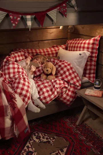 Checked Cotton Flannel putetrekk 50x60 cm - Red-light beige - Lexington