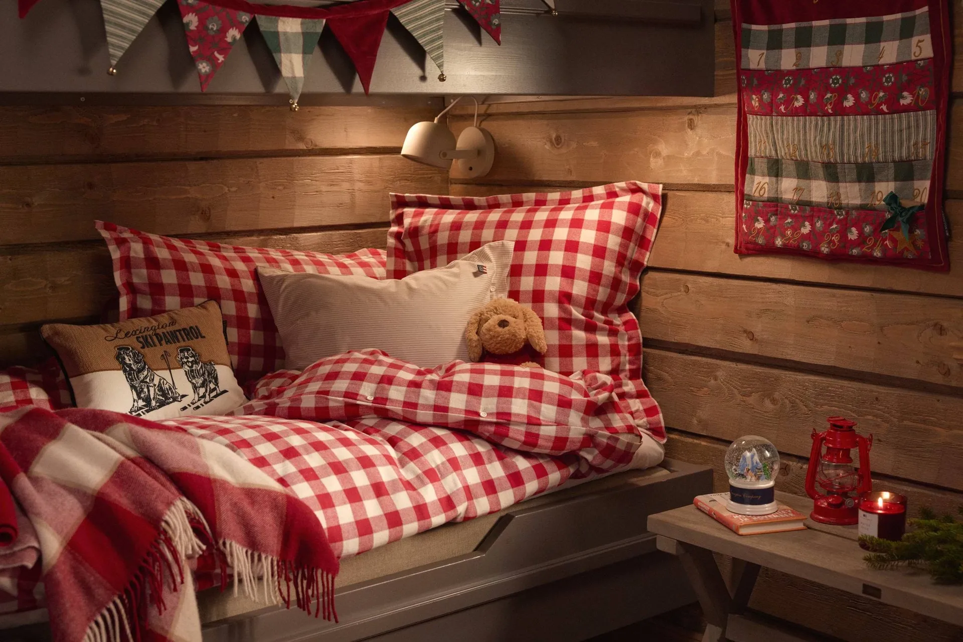 Checked Cotton Flannel putetrekk 50x60 cm, Red-light beige Lexington