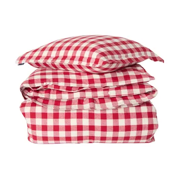 Checked Cotton Flannel sengesett - Red-light beige, 2 stk 50x60 cm/220x220 cm - Lexington