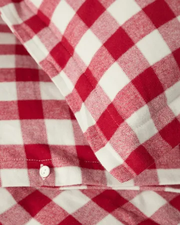 Checked Cotton Flannel sengesett - Red-light beige, 50x60 cm/150x210 cm - Lexington
