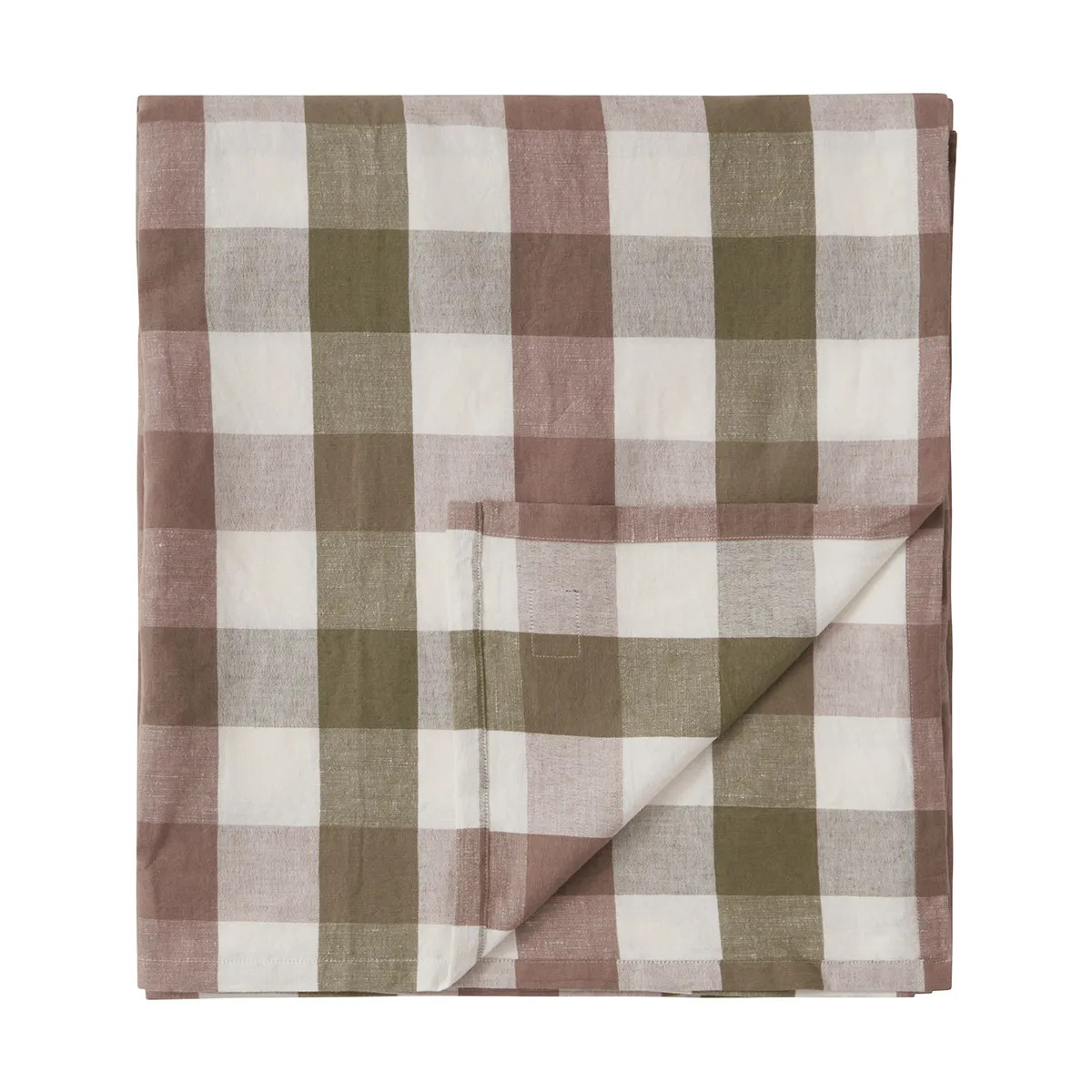 Checked Cotton Linen duk 150 x 250 cm, Olive Lexington
