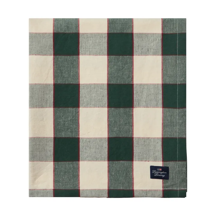 Checked Cotton Linen duk 150 x 350 cm - Green-light beige-red - Lexington