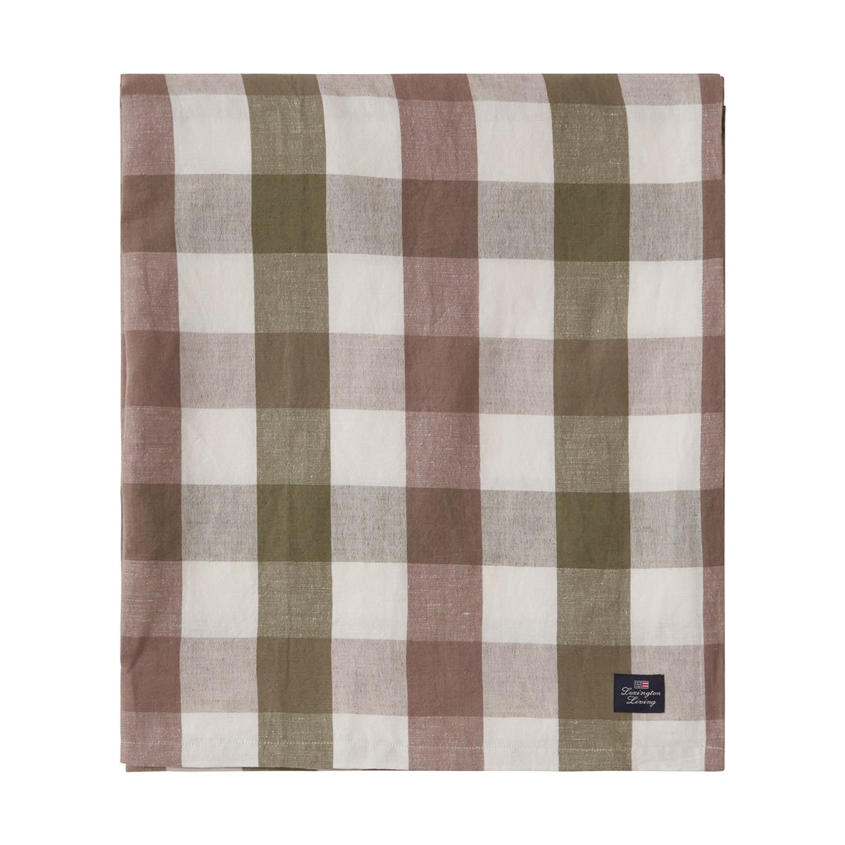 Lexington Checked Cotton Linen duk 180x180 cm Olive