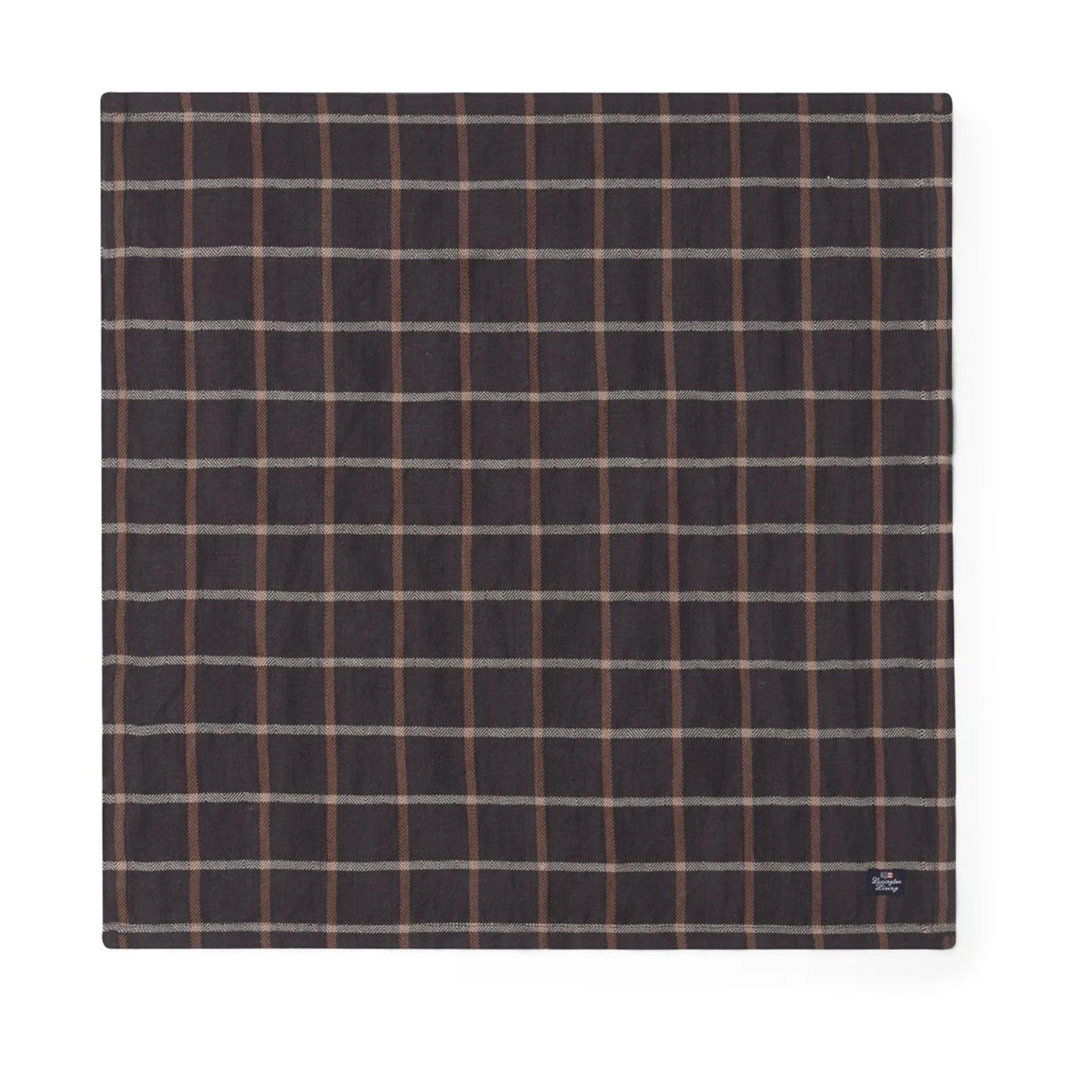 Checked Cotton Linen stoffserviett 50 x 50 cm, Dark gray-beige Lexington