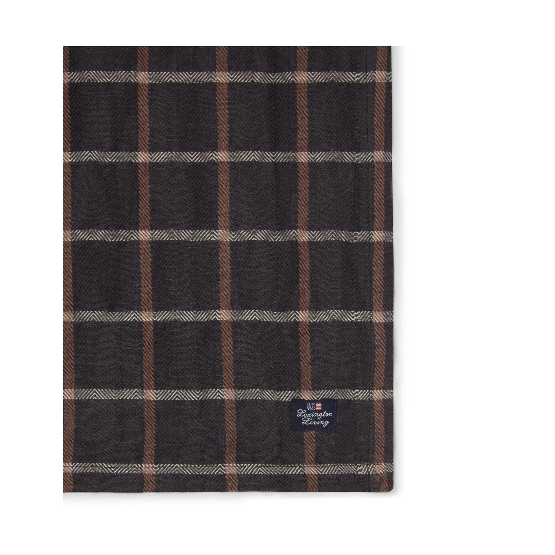 Checked Cotton Linen stoffserviett 50 x 50 cm, Dark gray-beige Lexington