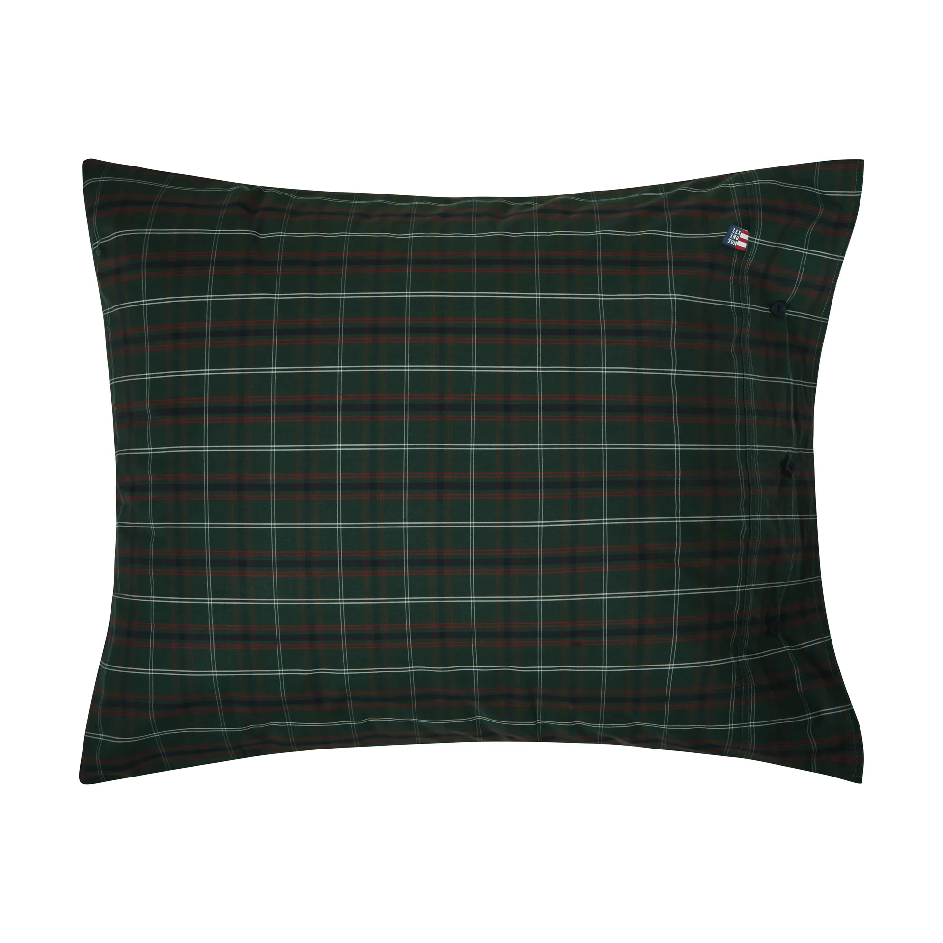 Lexington Checked cotton percale putetrekk Green-navy, 50x60 cm