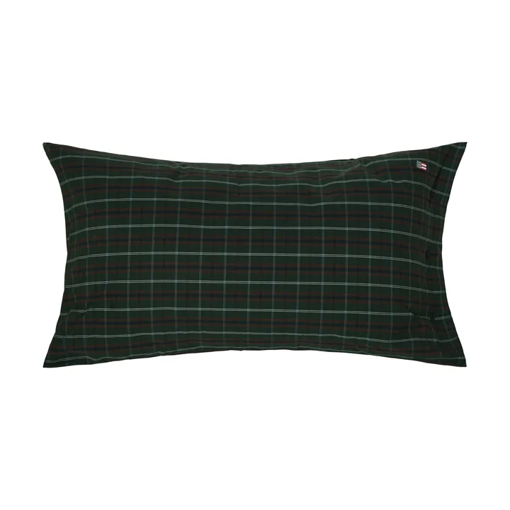 Checked cotton percale putetrekk - Green-navy, 50x90 cm - Lexington