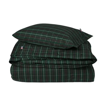 Checked cotton percale sengesett - Green-navy, 50x60 cm/150x210 cm - Lexington