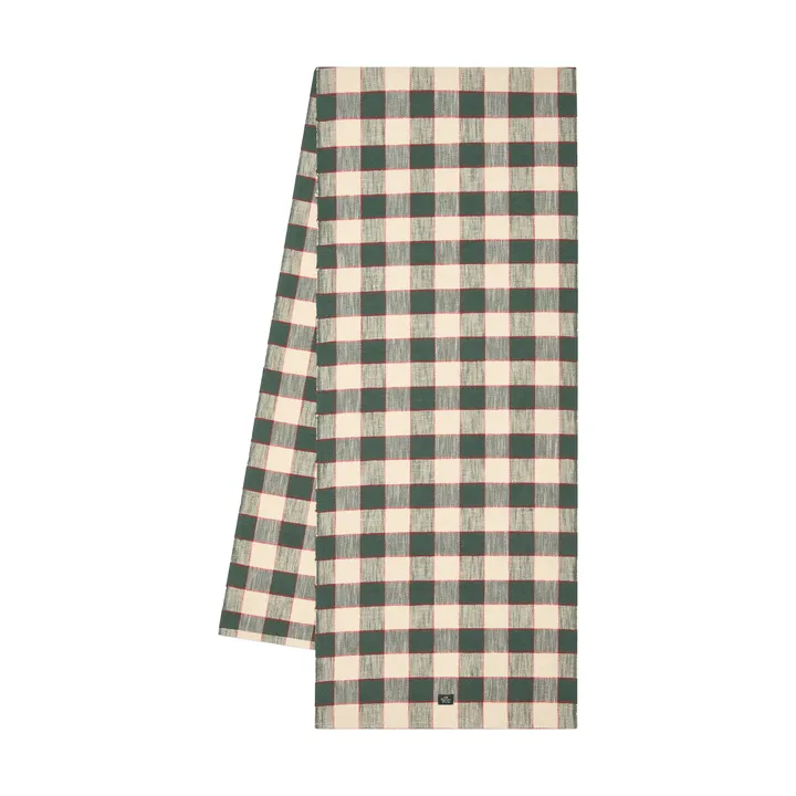 Checked økologisk bomull løper - Green-Light beige-red, 50x150 cm - Lexington