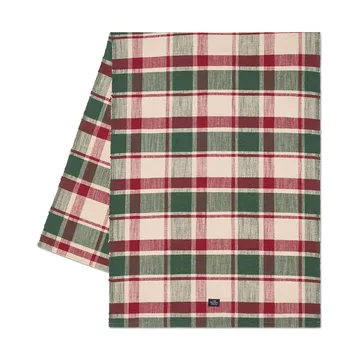 Checked økologisk bomull løper - Green-red-beige, 50x150 cm - Lexington