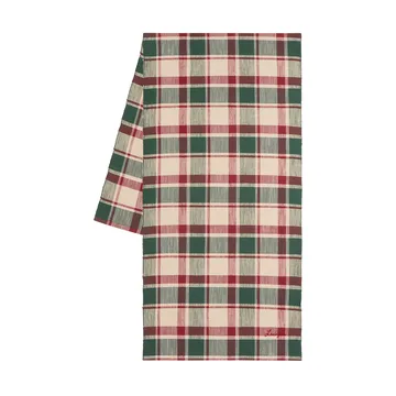 Checked økologisk bomull løper - Green-red-beige, 50x150 cm - Lexington