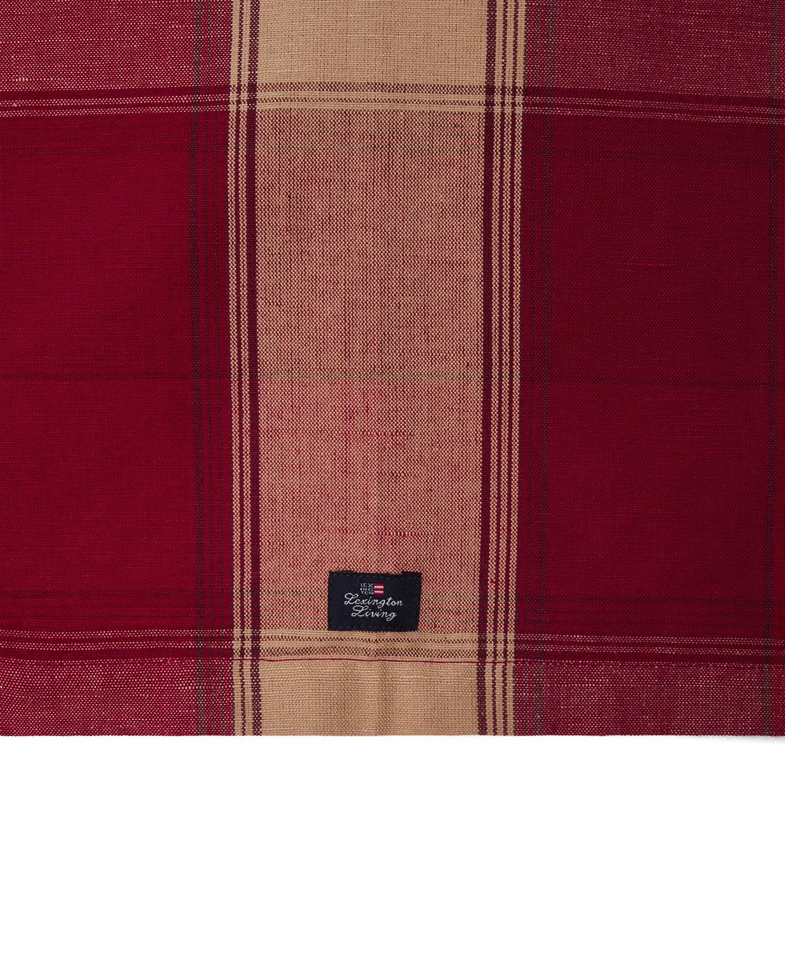 Checked Linen-Cotton bordsløper 50x250 cm, Rød-beige Lexington