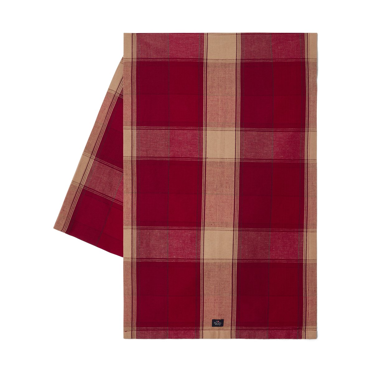 Lexington Checked Linen-Cotton bordsløper 50x350 cm Rød-beige