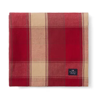 Checked Linen-Cotton duk 150x350 cm - Rød-beige - Lexington