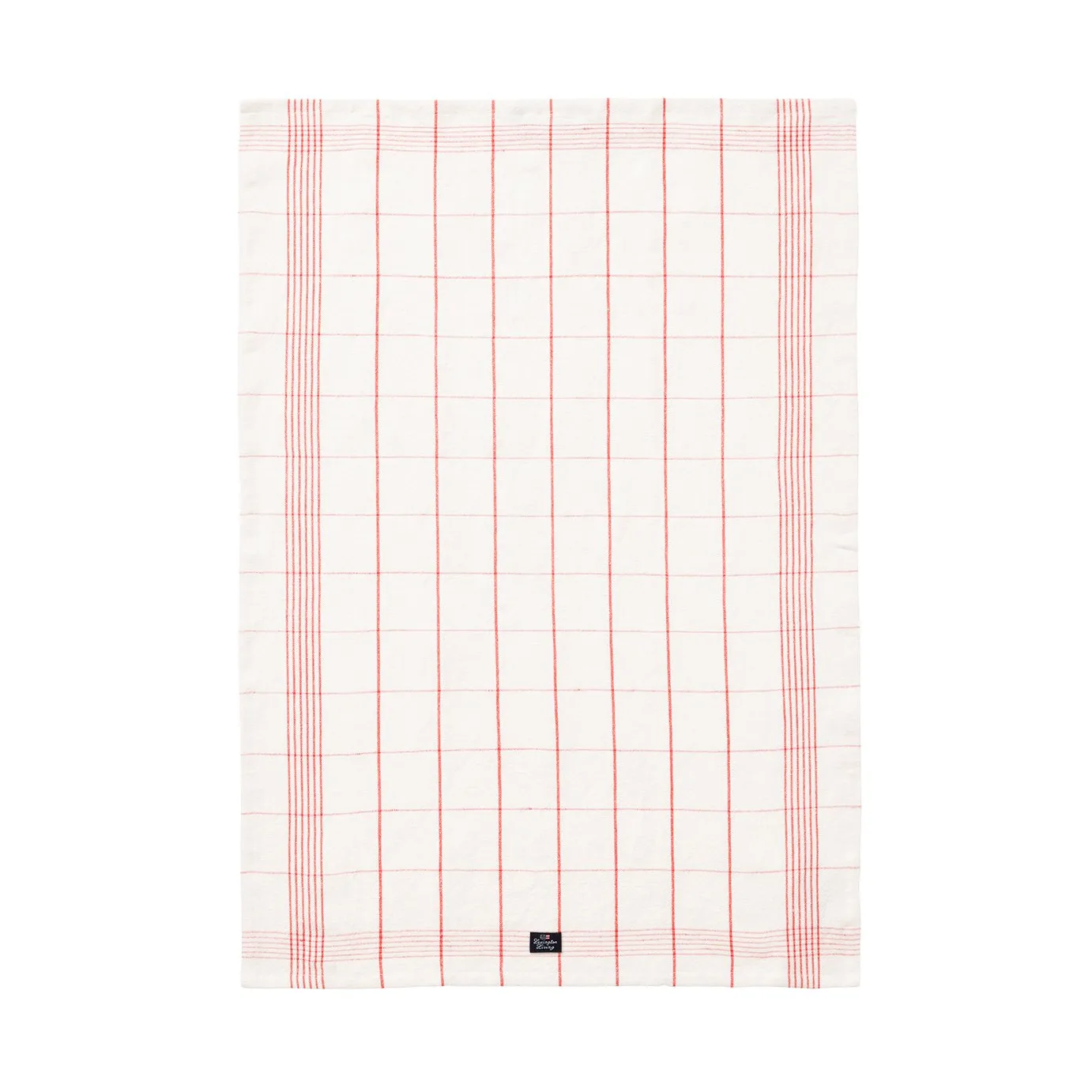 Checked Linen/Cotton kjøkkenhåndkle 50x70 cm, White-red Lexington