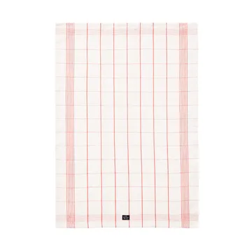 Checked Linen/Cotton kjøkkenhåndkle 50x70 cm - White-red - Lexington