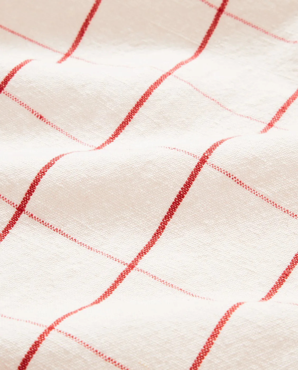 Checked Linen/Cotton kjøkkenhåndkle 50x70 cm, White-red Lexington