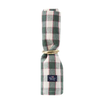 Checked Linen/Cotton stoffserviett 50x50 cm - Green-light beige-red - Lexington