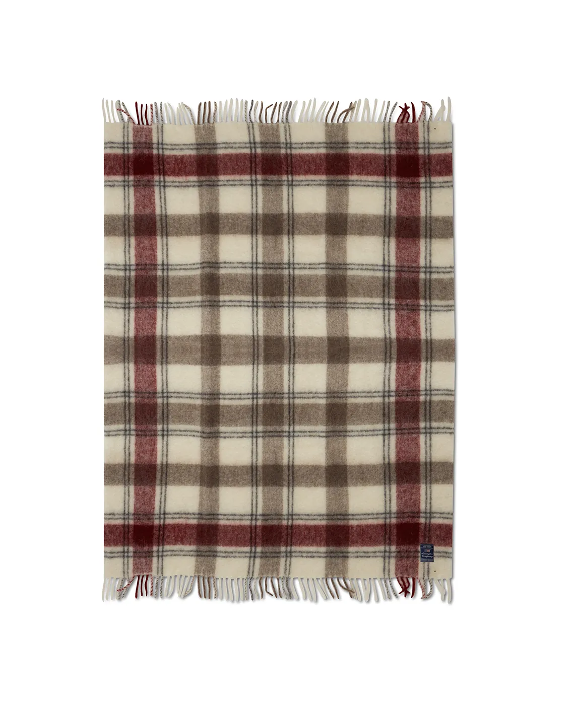 Checked Mohair Mix pledd 130 x 170 cm, Red-beige-white Lexington
