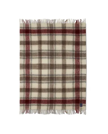 Checked Mohair Mix pledd 130 x 170 cm - Red-beige-white - Lexington